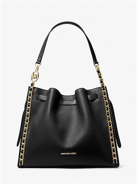 michael kors mina large pebbled leather shoulder bag|mina large chain shoulder bag.